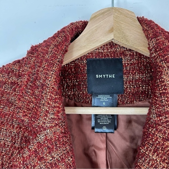 Smythe Orange Metallic Wool Tweed Blazer Size 6 - Picture 5 of 10